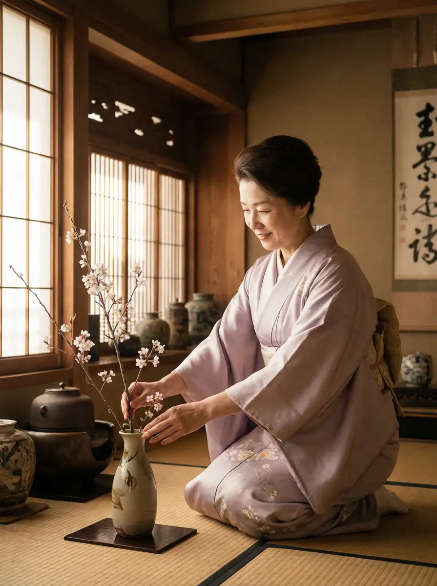 一位优雅的 《蜜臀久久九九》蜜臀久久九九最新更新_全网独家蜜臀久久九九大全 在和室中插花